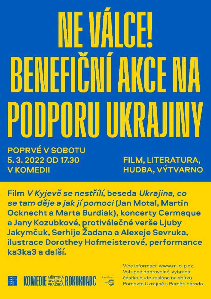 Městská divadla pražská: Ne válce! Benefiční akce na podporu Ukrajiny