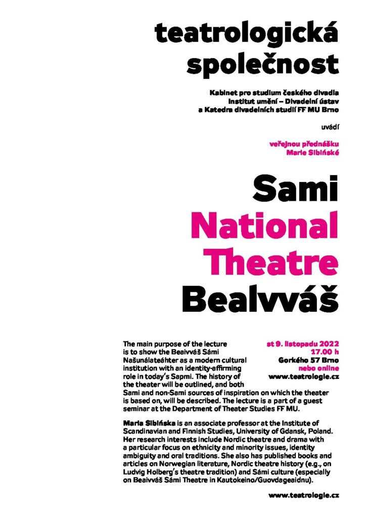 Přednáška Teatrologické společnosti Sami National Theatre Beaivváš