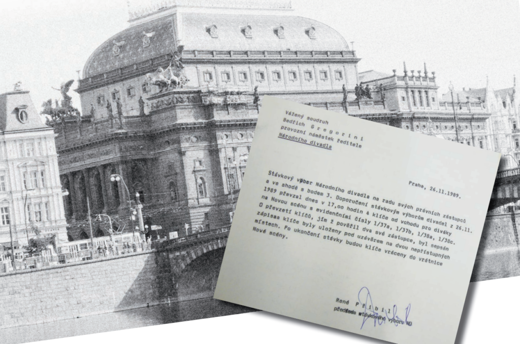 Pozvánka na přednášku Zápas o klíče: Národní divadlo a stávka vysokoškolských studentů a divadelníků v listopadu 1989  